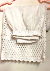 Peach &amp; White Kurta Set