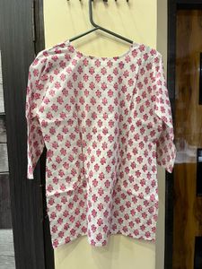 Floral Print White Kurta