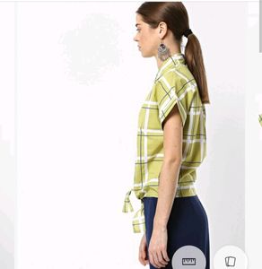 Checked Shirt Top With Tie-up