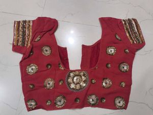 Red Embellished Saree