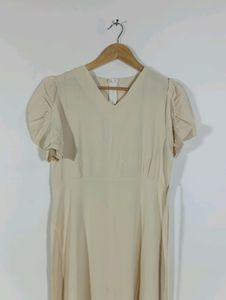 Vintage Puff Sleeve Midi Dress