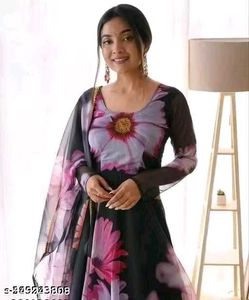 Floral Print Ethnic Gown