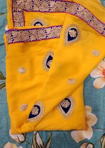 Bright Yellow Colour Saree