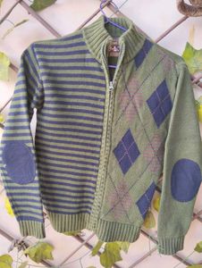 Striped &amp; Argyle Knit Cardigan