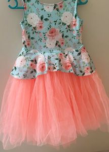Toy Balloon’s Peach Coloured Layered Net Frock