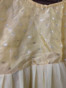 Cream Colour Satin Yoke With Georgette Anarkali