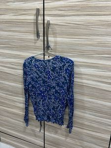 Blue Floral Long Sleeve Top