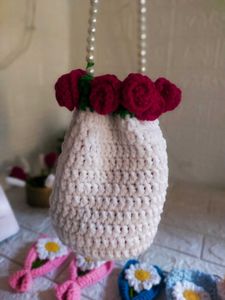 Crochet Rose potili bag