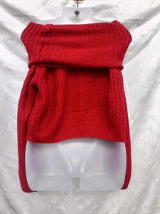 Red Off-Shoulder Knit Top
