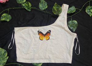 Butterfly One Shoulder Crop Top