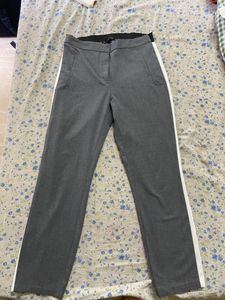 Grey Zara Trousers With White Stripe In Side