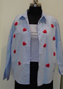 Heart Applique Oversized Shirt