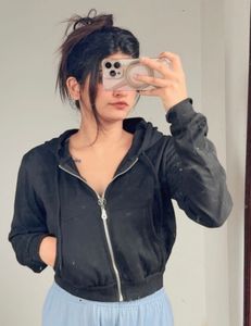 Black Hoodie Jacket (crop)