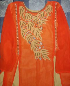 Orange mirror work Kurti