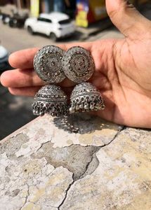 Silver Jhumka Earrings