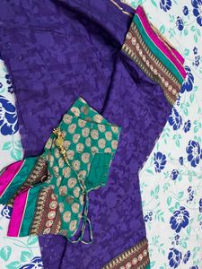 Elegant Purple Embroidered Saree