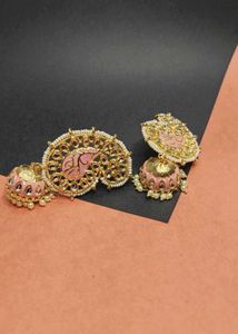 Beautiful Pink Meenakari Kundan Earrings