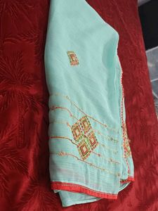 Embroidered Blue Saree