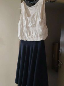 White  & Navy Stiched Top