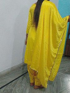 Plane Yellow Suit With Dupatta