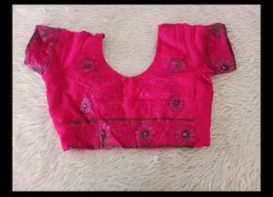 Magenta Floral Embroidered Saree With Blouse