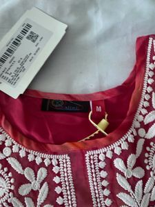 Pink &amp; Orange Embroidered Paisley Kurti - New with