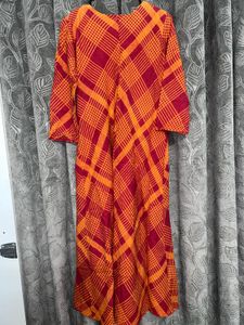 Checked Orange Kurta