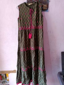 Trends Brown Sleeveless Frock,Size Xs