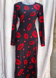 Kiss Print Bodycon Midi Dress