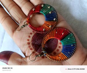 Handmade Rainbow Thread Earrings