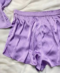 Lilac Satin Pajama Set