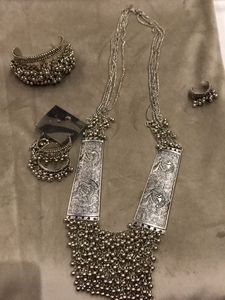 Garba Special Silver Tone Jewelry Set