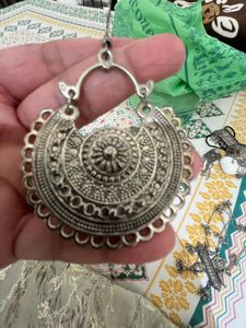 TWO PAIR Of Boho Silver Hoop Earrings