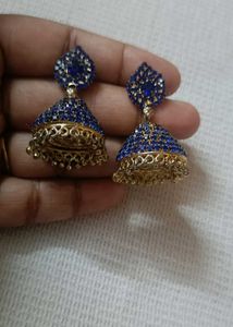 Navy Blue Colour Stone Ear Rings
