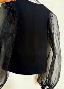 Zara Black Organza Sleeve Top