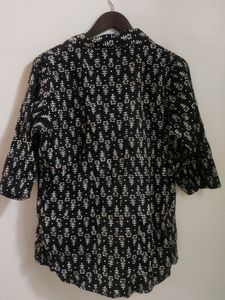 Black And Cream Womens Short Kurti