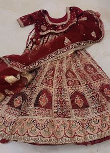 Maroon Velvet Lehenga Choli(one Time Use)