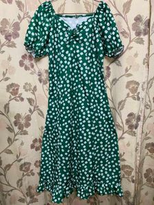 Green polka dot dress