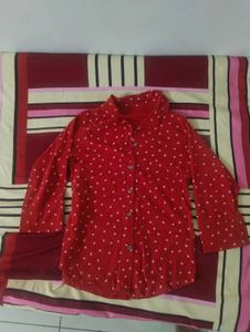 Red Heart Print Shirt