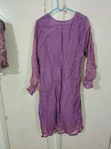 Purple Embroidered Kurta Palazzo Set