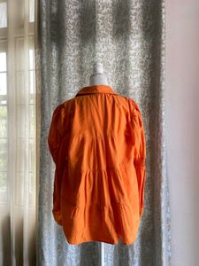 Orange Tiered Poplin Top