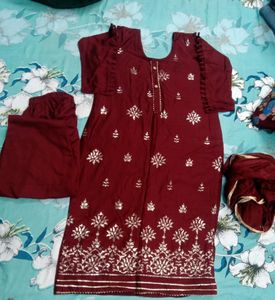 Beautiful Mehroon Sitara Work Suit