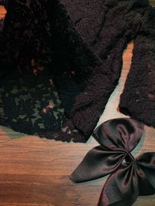 Black Lace Y2K Long Sleeve Top