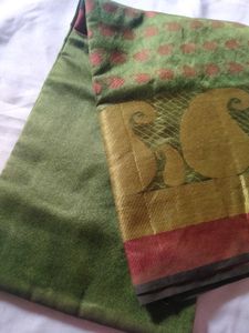 Olive Green Paper Silk Saree