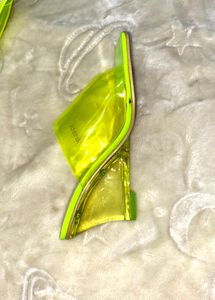 Neon Yellow Clear Mules