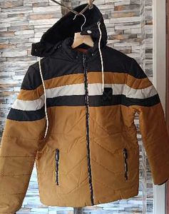 Striped and Solid Padded Winter Jacket