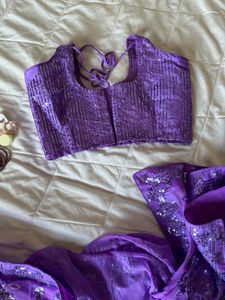 Bollywood y2k Purple sequins Saree
