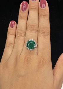 Green Diamond 💍 Ring Pure Silver (wt:-5.300g)