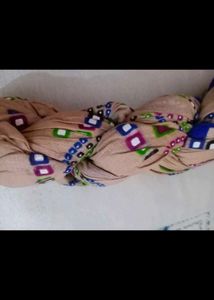 Golden Chunni With Blue Border