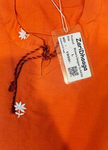 Orange Embroidered Kurti Set